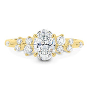 Oval cut lab grown diamond scattered cluster ring